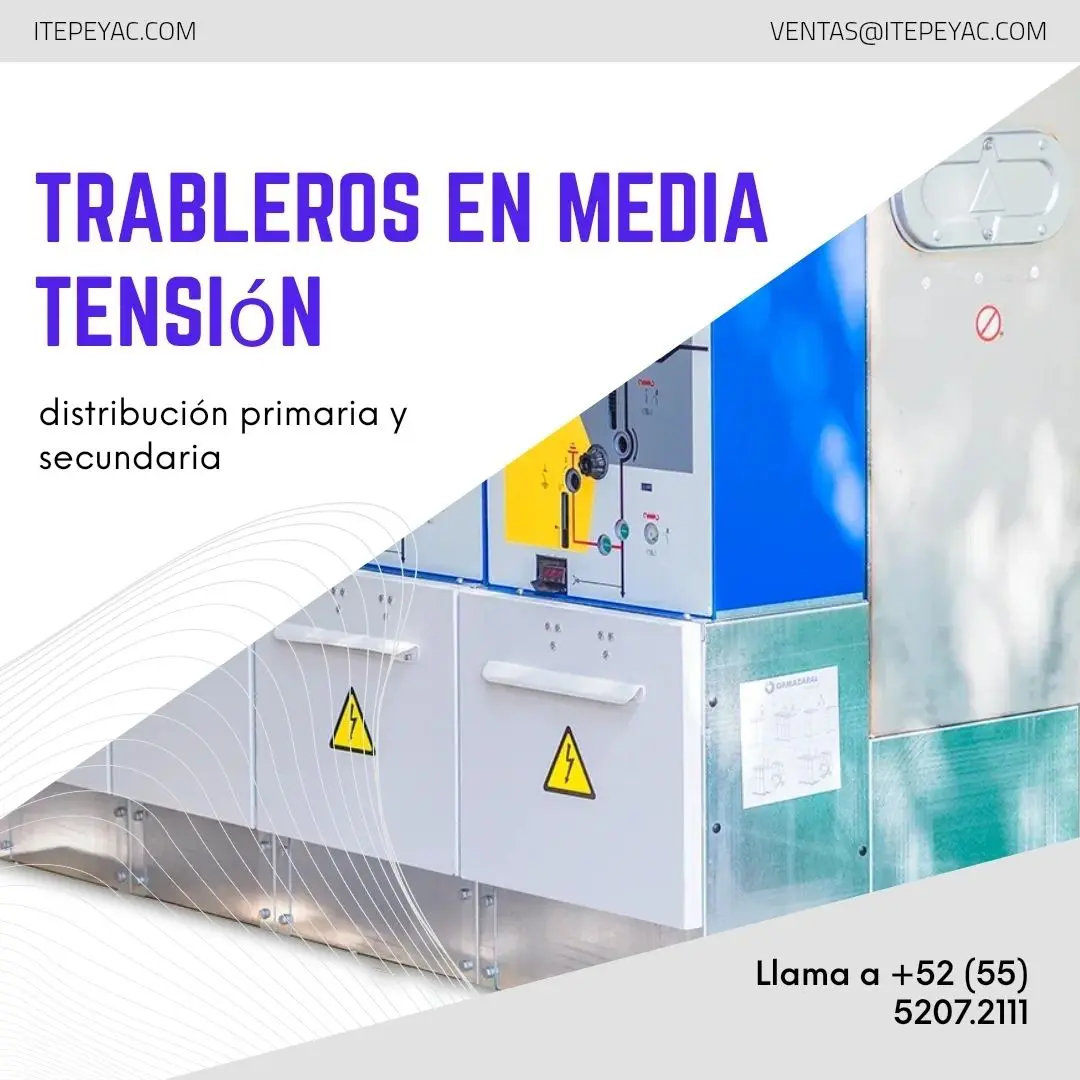 Medium voltage panel advertisement with contact information.