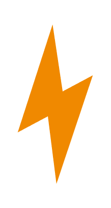 Orange lightning bolt on black background.