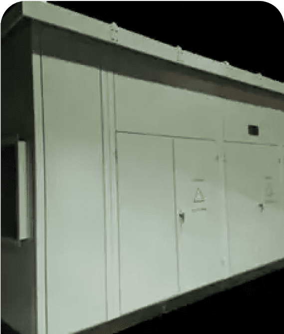 Large industrial electrical equipment in darkness.