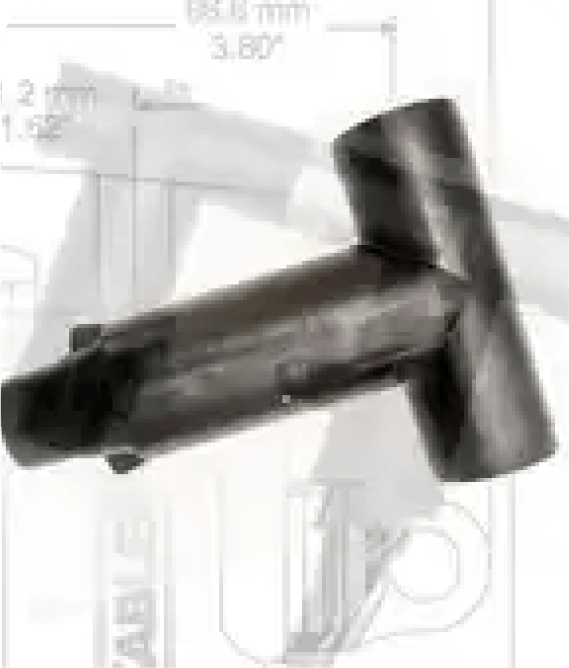 Metal pipe fitting on technical drawing background.