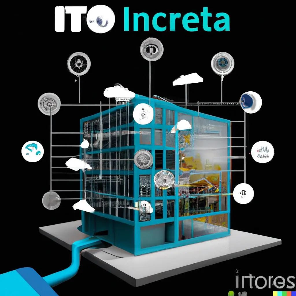 Futuristic building with technology connections illustration.