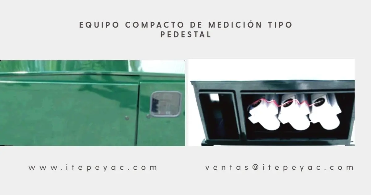 Green pedestal-type measurement equipment.