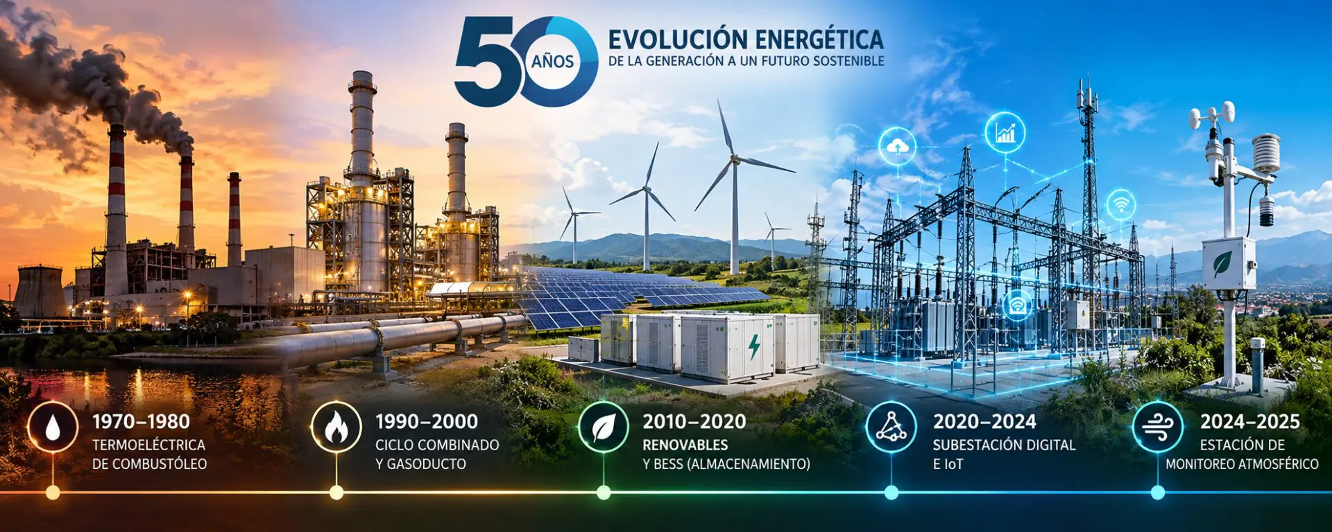Evolución de la generación eléctrica en México del combustóleo al ciclo combinado, energías renovables, BESS, Smart Grid y monitoreo atmosférico