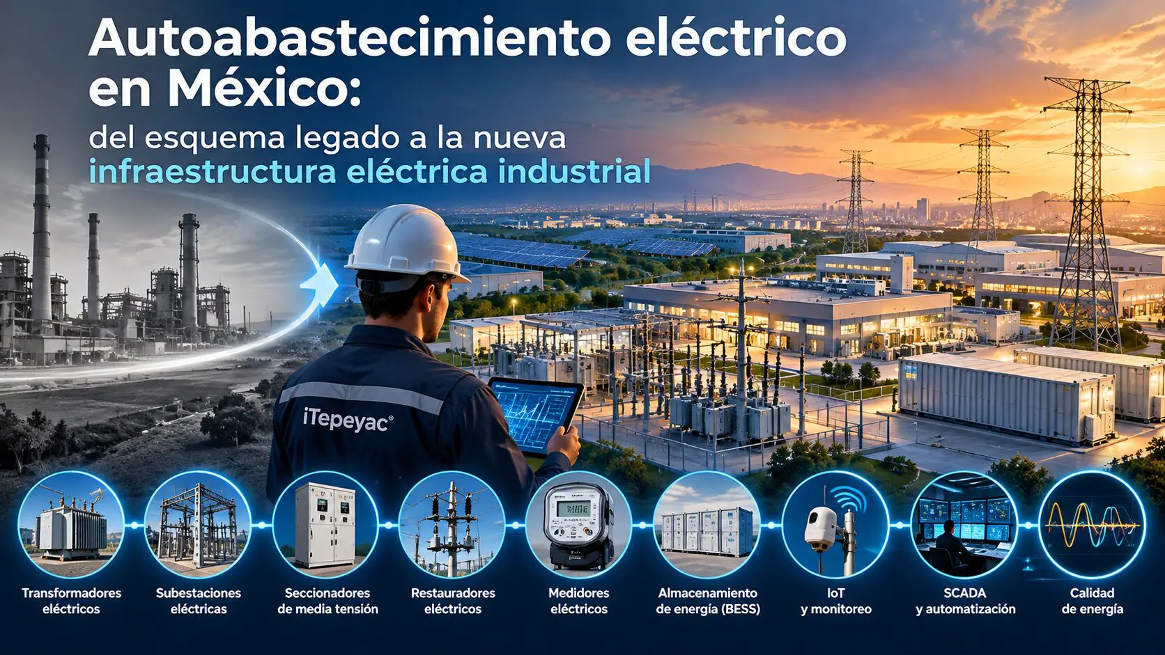 Autoabastecimiento eléctrico en México y nueva infraestructura eléctrica industrial con subestaciones, transformadores, BESS, IoT y SCADA