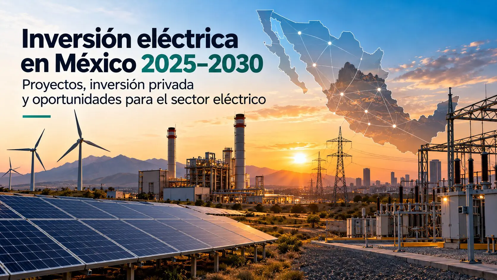 Inversión eléctrica en México 2025–2030 con energía solar, eólica, generación, transmisión y subestaciones eléctricas