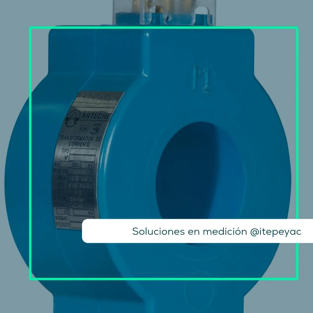 Blue electrical device with a label.