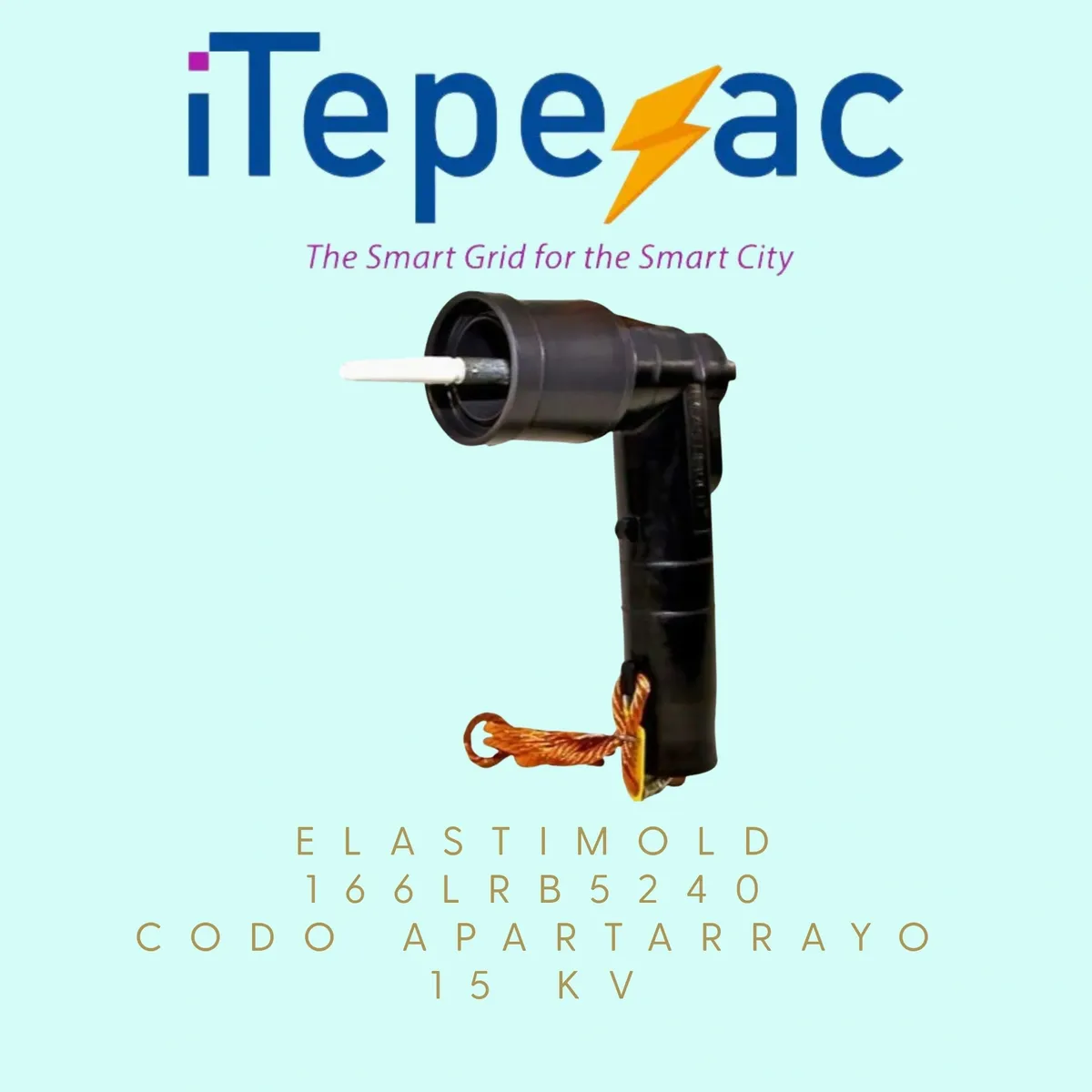 Electrical connector with brand and specifications displayed.