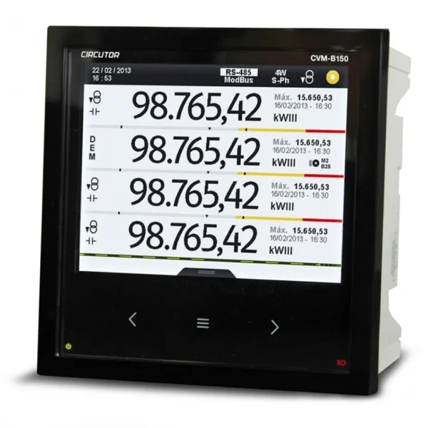 Digital energy meter displaying numerical readings.
