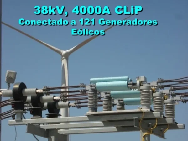 Electrical equipment with wind turbine background.