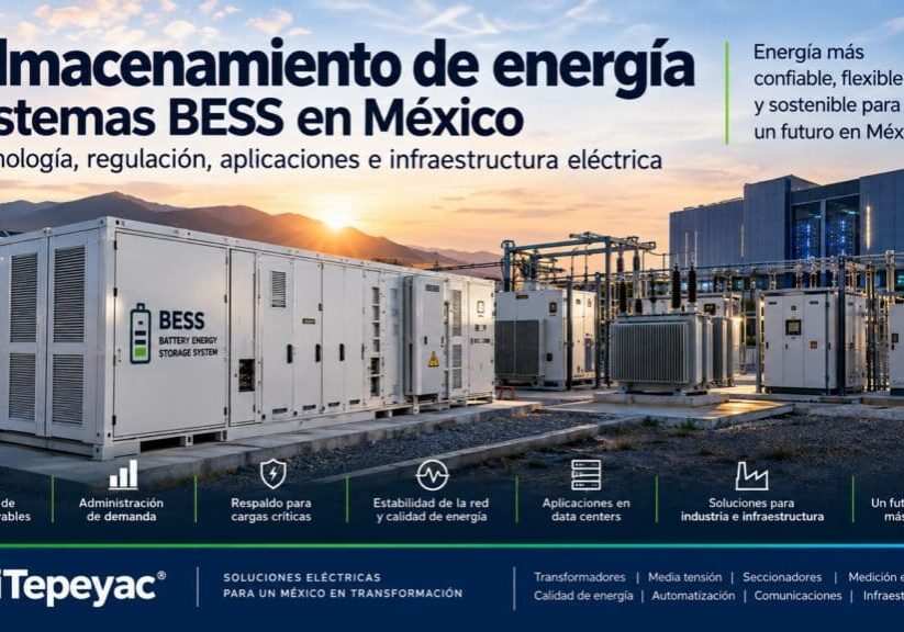 Sistemas de almacenamiento de energía BESS en México con baterías, subestación eléctrica, energía solar y data center